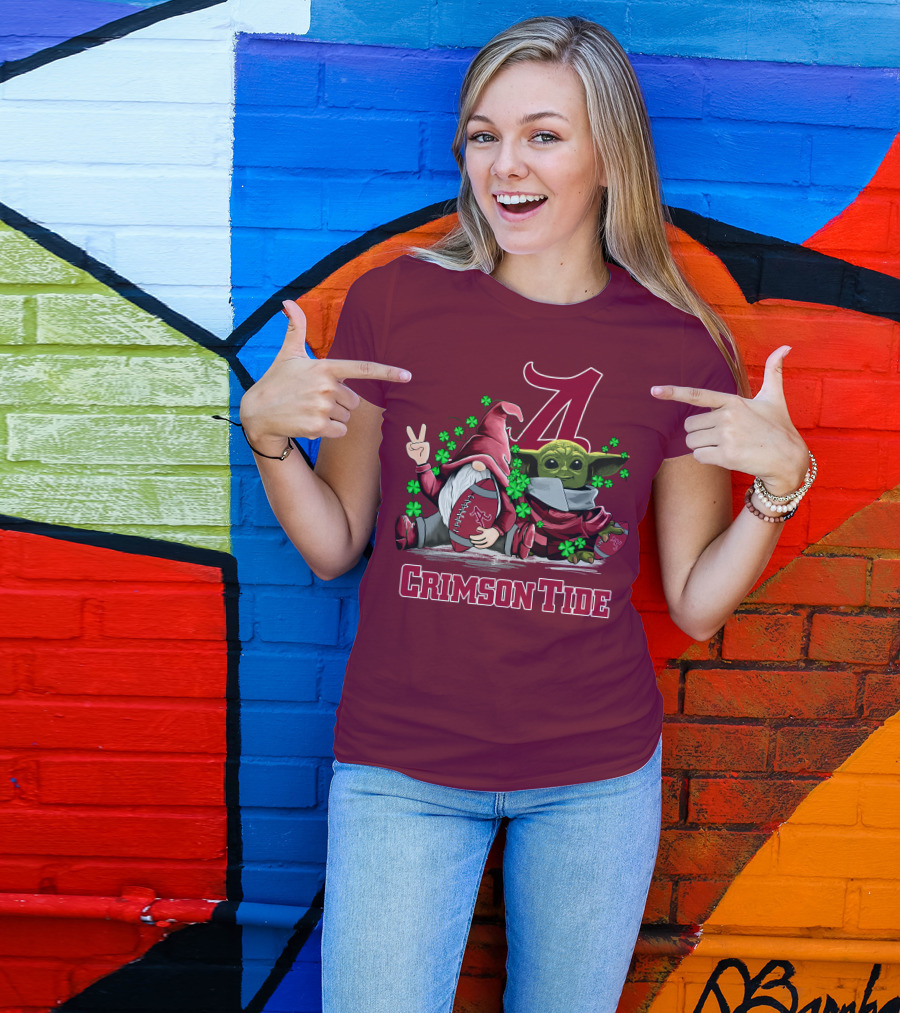 Leprechauns Gnomes Baby Yoda Alabama Crimson Tide Football T-Shirt