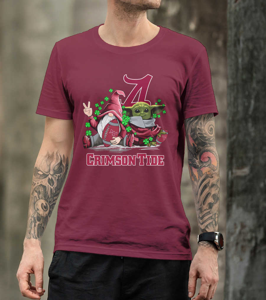 Leprechauns Gnomes Baby Yoda Alabama Crimson Tide Football T-Shirt