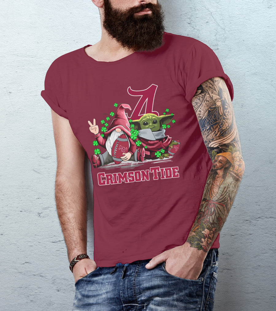 Leprechauns Gnomes Baby Yoda Alabama Crimson Tide Football T-Shirt