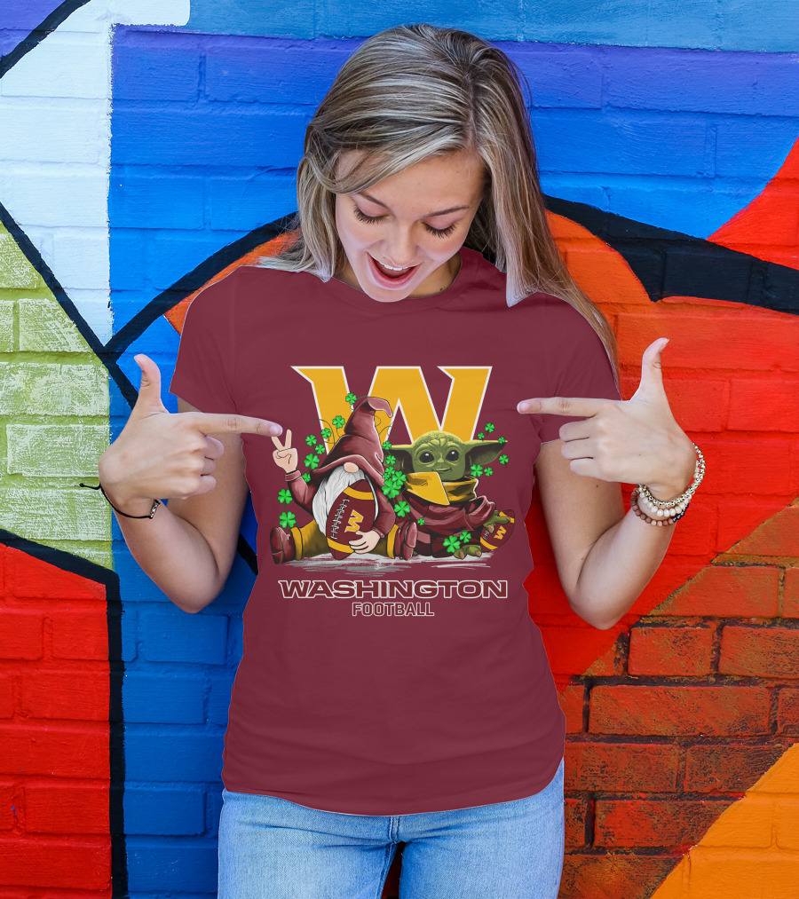 Leprechauns Gnomes Baby Yoda Hug Washington Football Team W Football T-Shirt