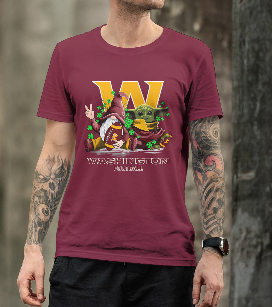 Leprechauns Gnomes Baby Yoda Hug Washington Football Team W Football T-Shirt