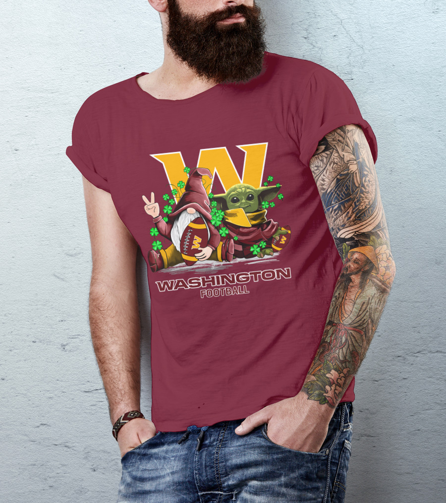 Leprechauns Gnomes Baby Yoda Hug Washington Football Team W Football T-Shirt