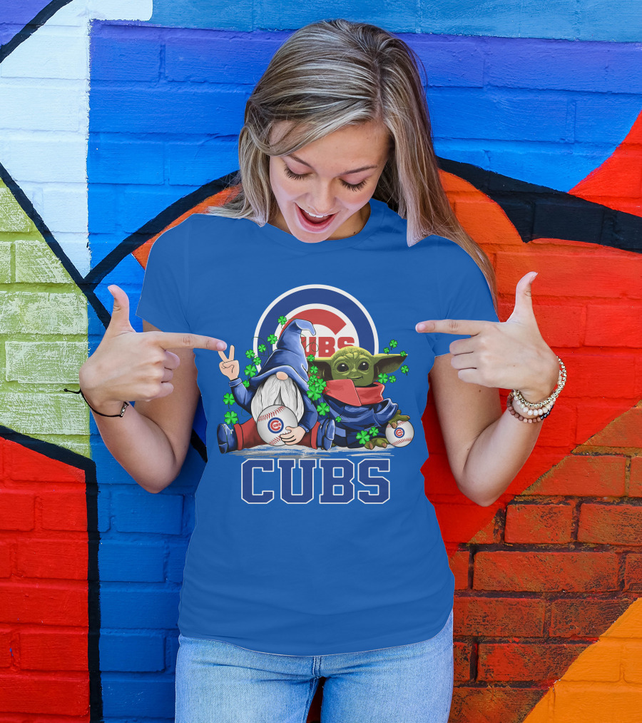 Chicago Cubs Leprechaun Gnome Baby Yoda Baseball Clover T-Shirt