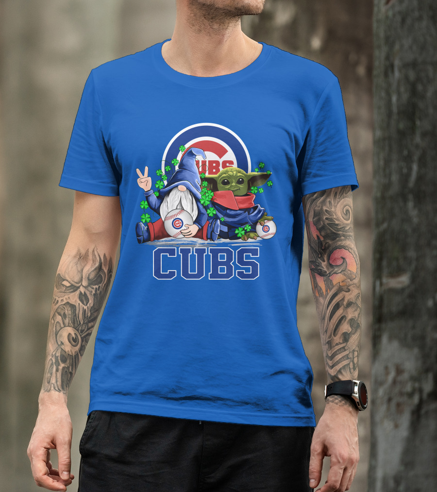 Chicago Cubs Leprechaun Gnome Baby Yoda Baseball Clover T-Shirt
