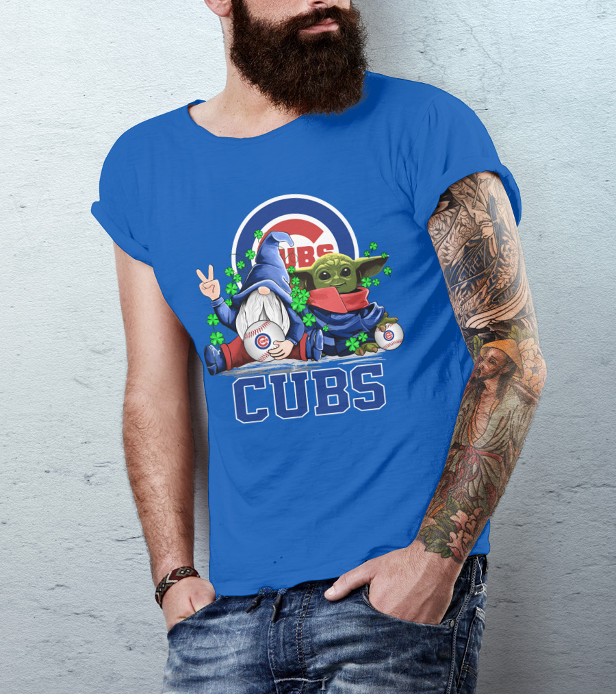 Chicago Cubs Leprechaun Gnome Baby Yoda Baseball Clover T-Shirt
