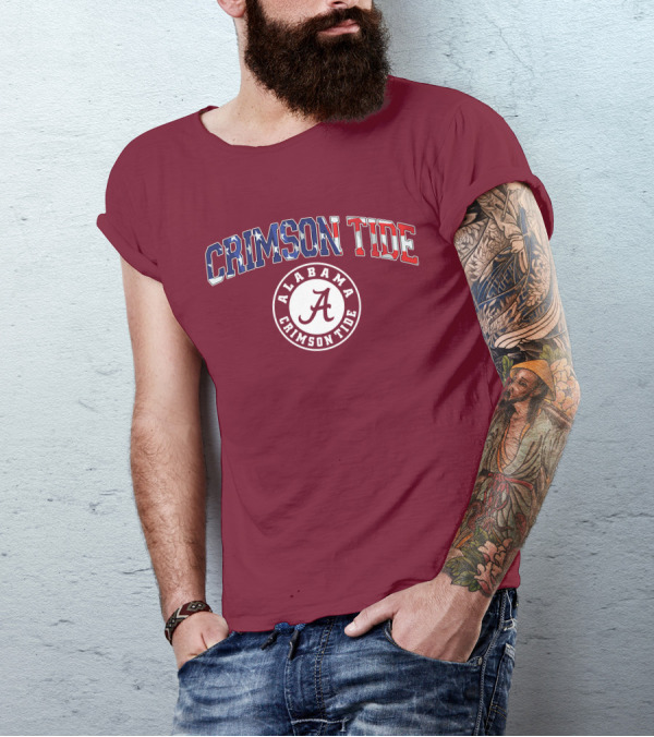 Alabama Crimson Tide American Flag Crimson Tide Circle T-Shirt