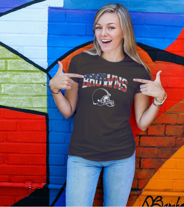 Browns American Flag Helmet T-Shirt