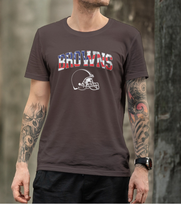 Browns American Flag Helmet T-Shirt
