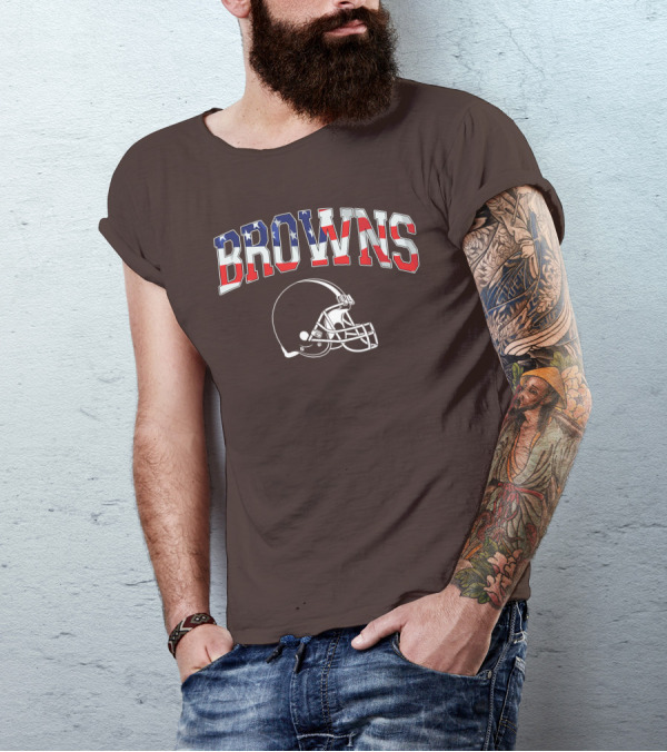 Browns American Flag Helmet T-Shirt