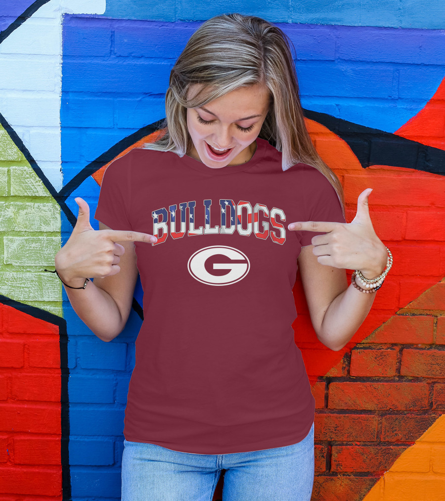 Georgia Bulldogs G Logo American Flag Bulldogs T-Shirt