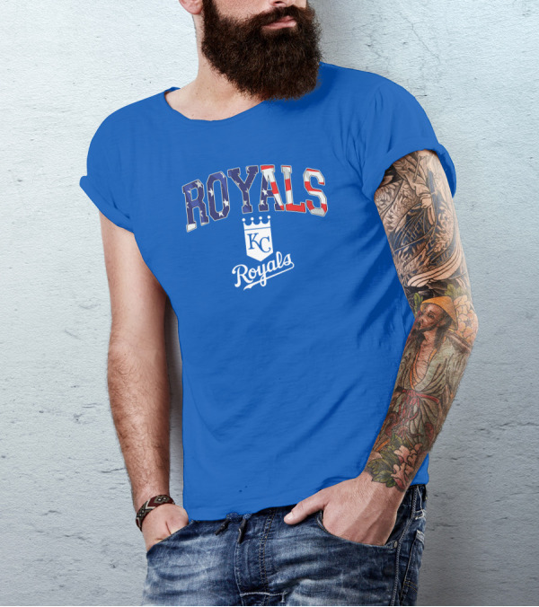 Kansas City Royals KC American Flag Logo Royals T-Shirt