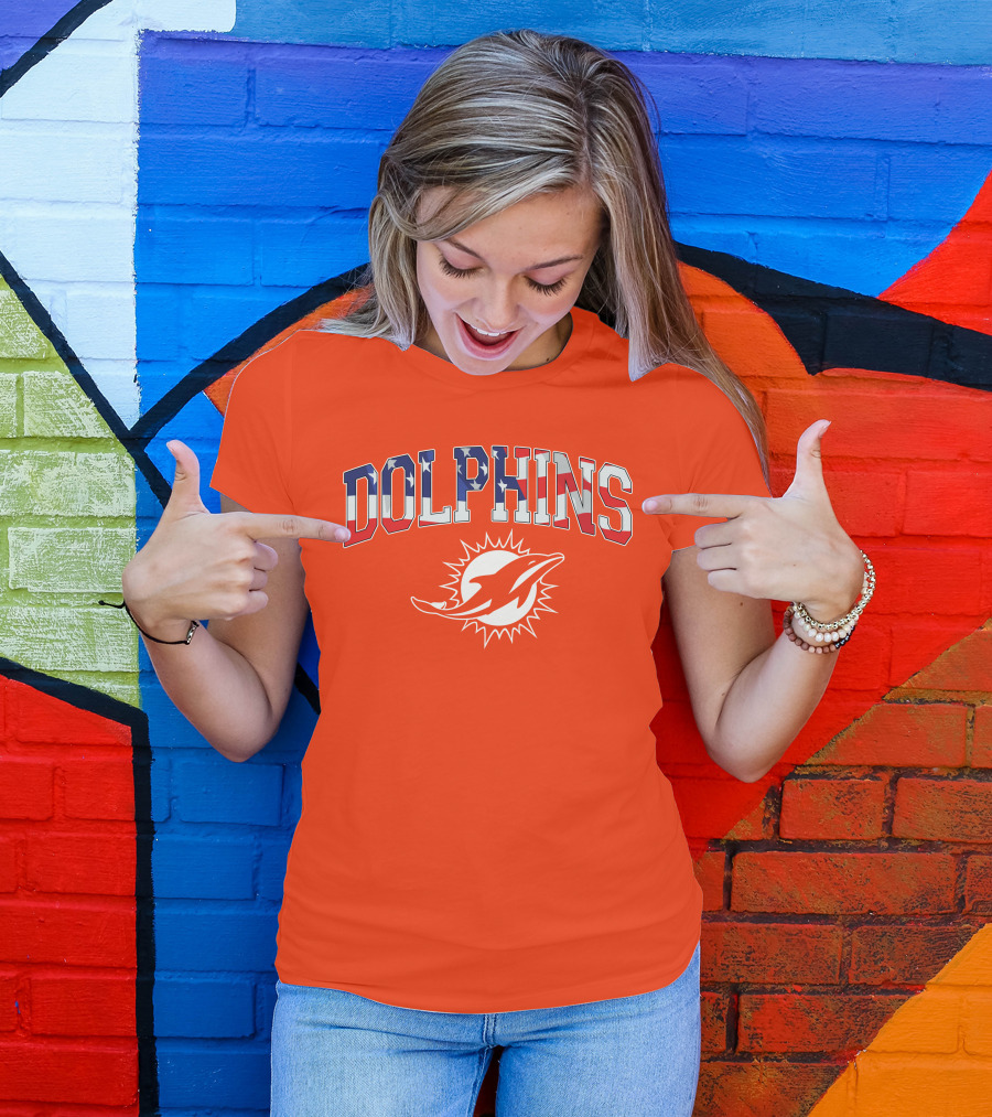 Dolphins American Flag Miami Football T-Shirt