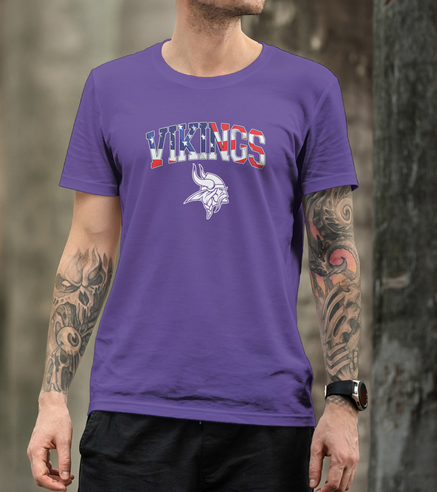 Vikings American Flag Design Minnesota Football Team T-Shirt