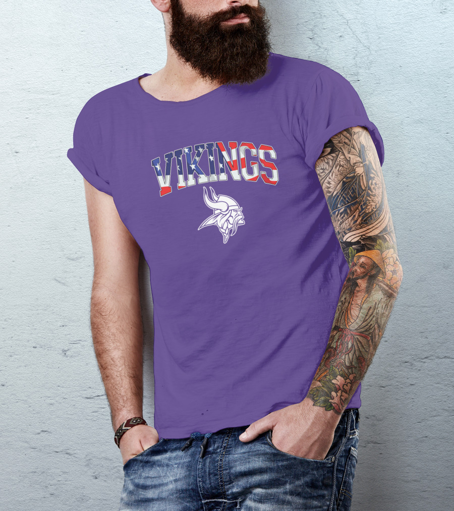 Vikings American Flag Design Minnesota Football Team T-Shirt