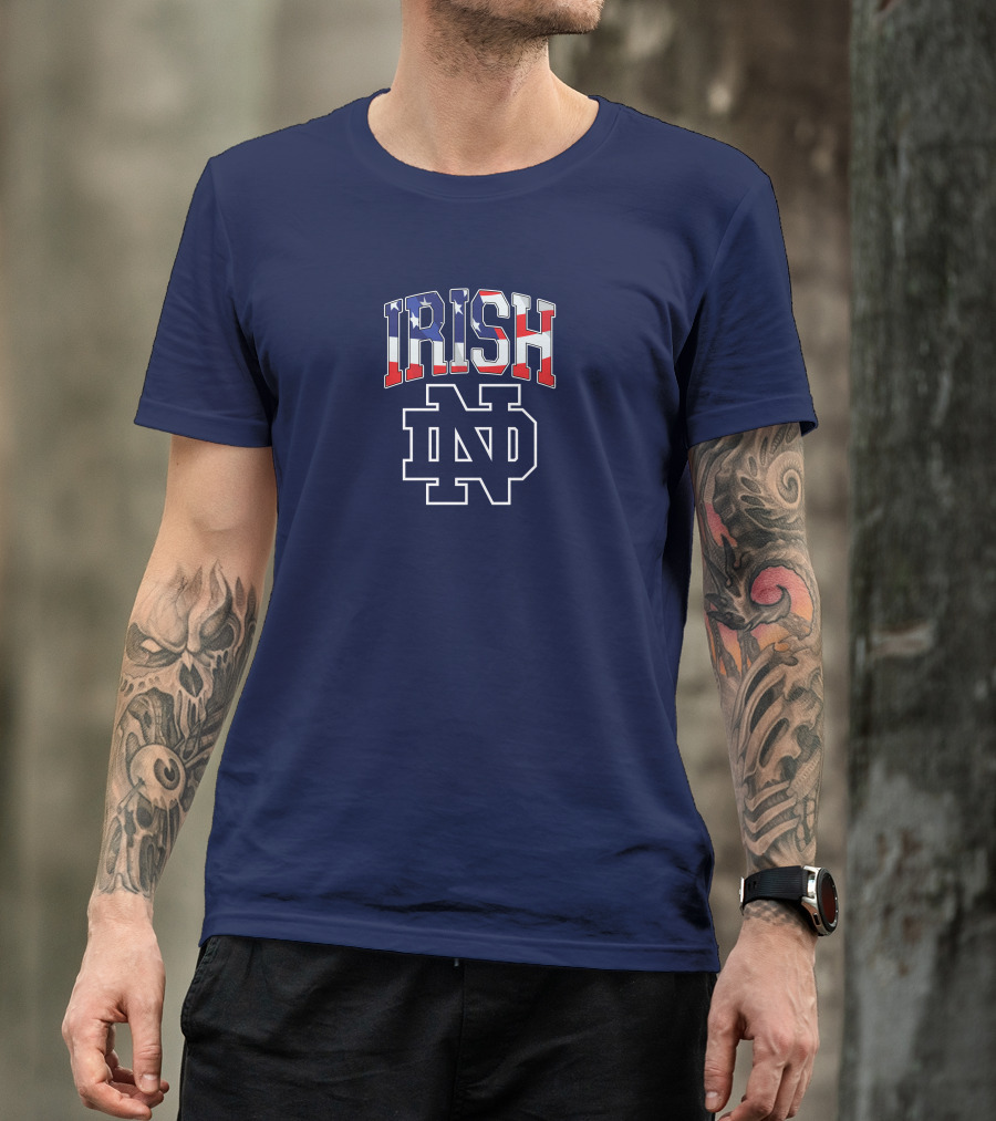 Irish ND American Flag Notre Dame Fighting Irish T-Shirt