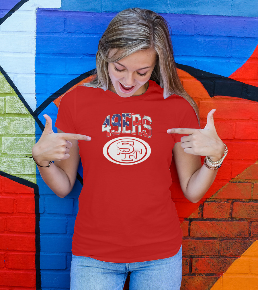 San Francisco 49ers 49ers American Flag SF Oval T-Shirt