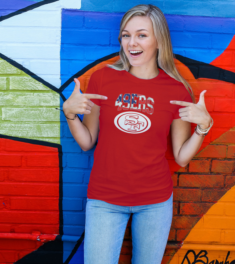 San Francisco 49ers 49ers American Flag SF Oval T-Shirt
