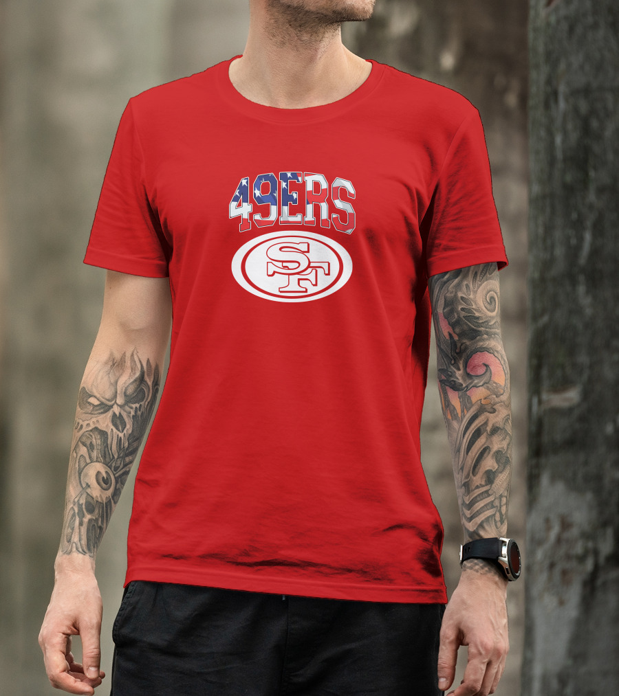 San Francisco 49ers 49ers American Flag SF Oval T-Shirt