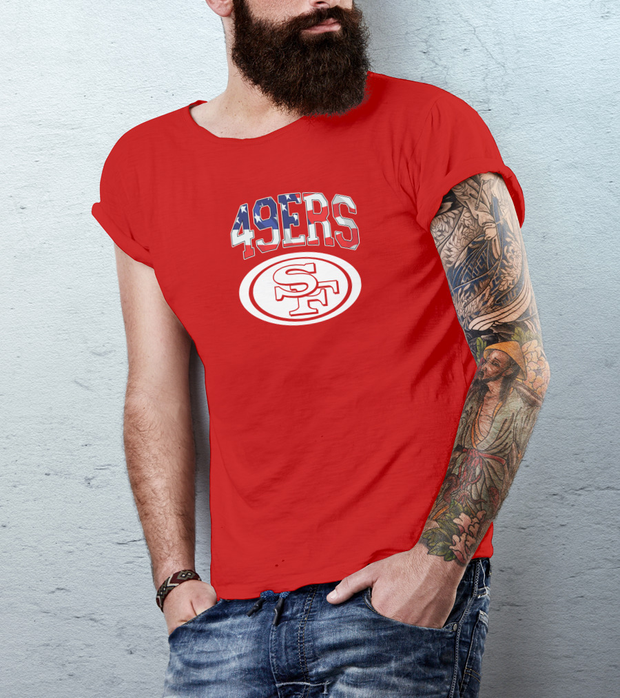 San Francisco 49ers 49ers American Flag SF Oval T-Shirt