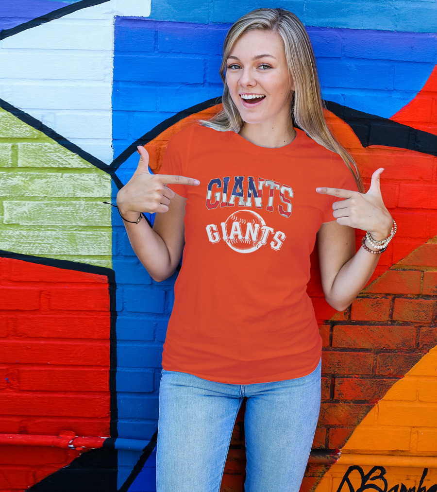 San Francisco Giants American Flag Baseball Letters USA T-Shirt