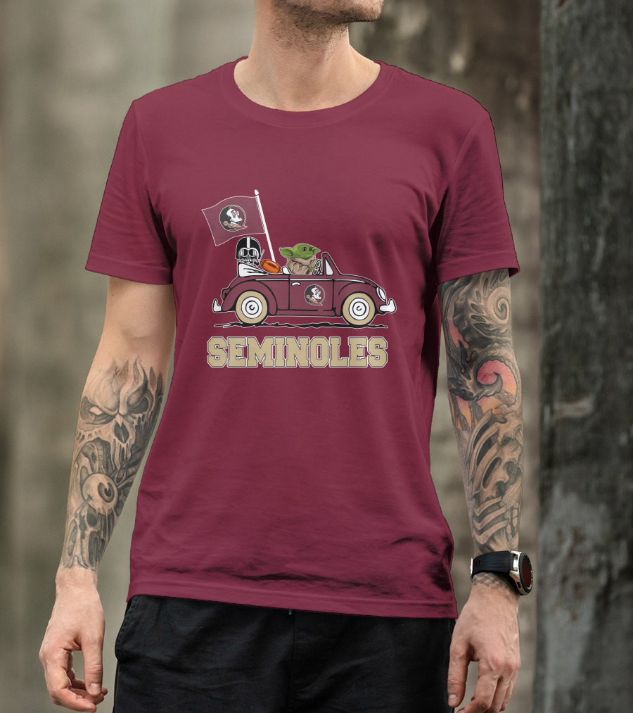 Seminoles Darth Vader Baby Yoda Driving Florida State Star Wars T-Shirt