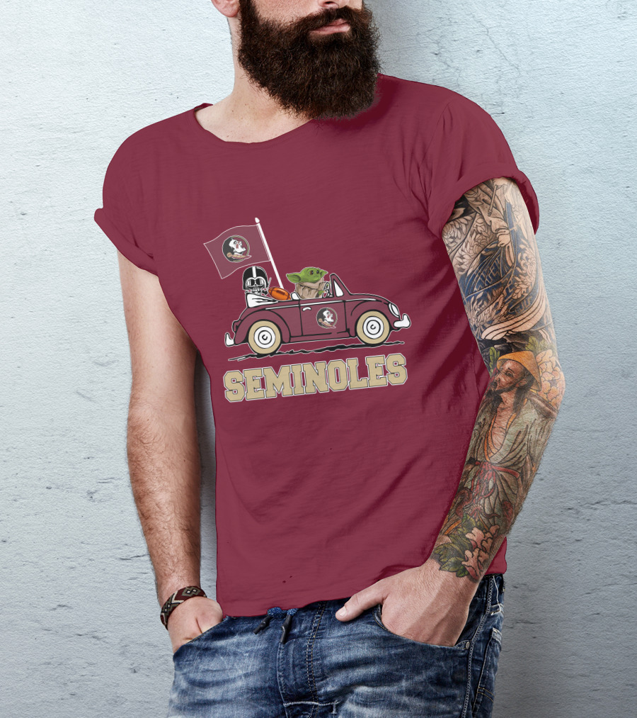 Seminoles Darth Vader Baby Yoda Driving Florida State Star Wars T-Shirt