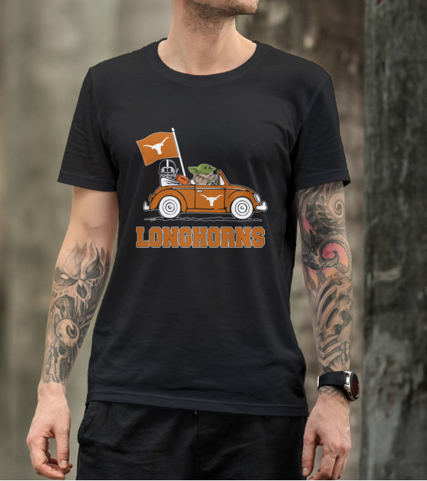 Longhorns Darth Vader Baby Yoda Driving T-Shirt