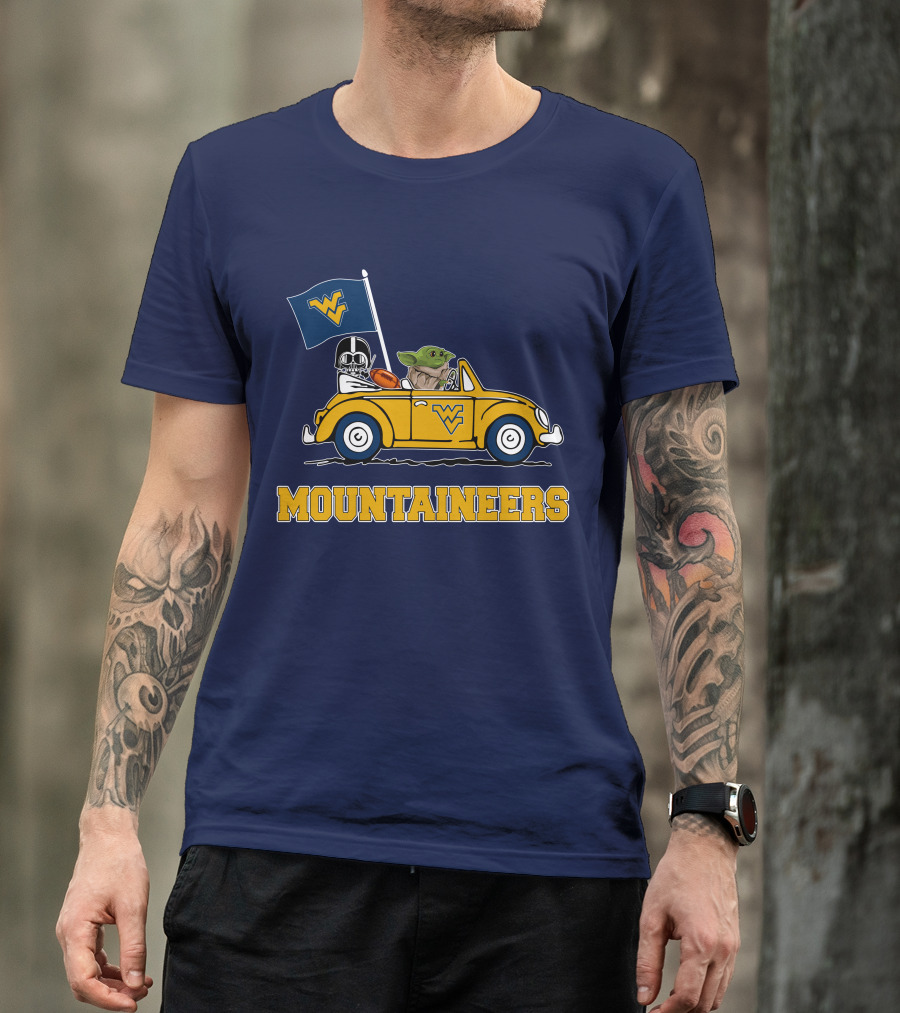 Mountaineers WVM Driving Featuring Baby Yoda And Football Helmet T-Shirt
