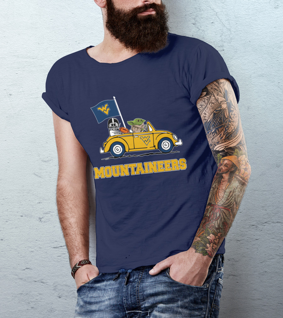 Mountaineers WVM Driving Featuring Baby Yoda And Football Helmet T-Shirt