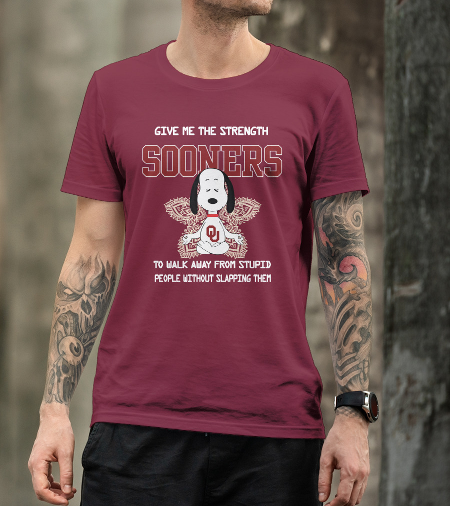Give Me The Strength Sooners Snoopy OU Walk Away From Stupid People T-Shirt