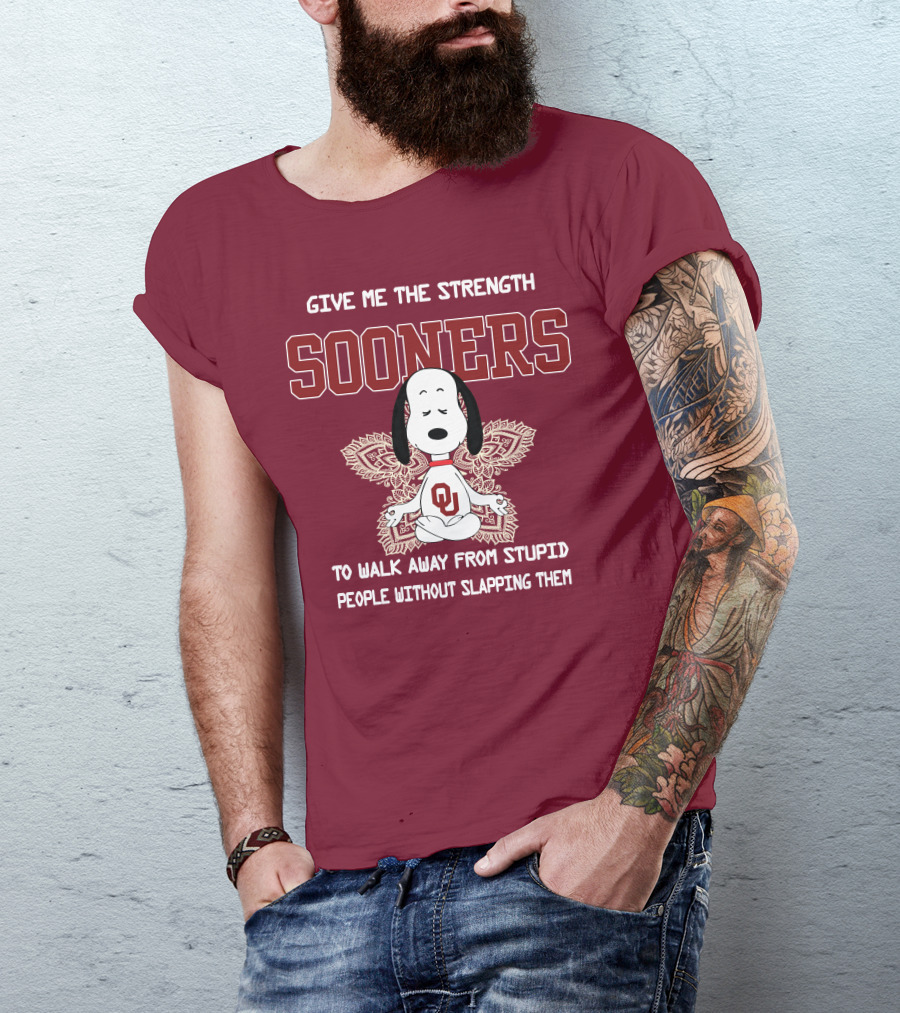Give Me The Strength Sooners Snoopy OU Walk Away From Stupid People T-Shirt