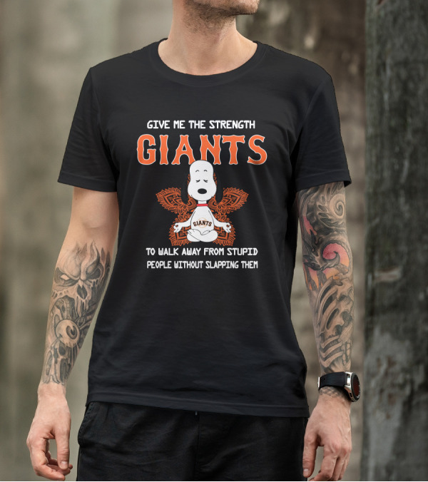 Give Me The Strength Giants Snoopy Yoga To Walk Away From Stupid People Without Slapping Them T-Shirt