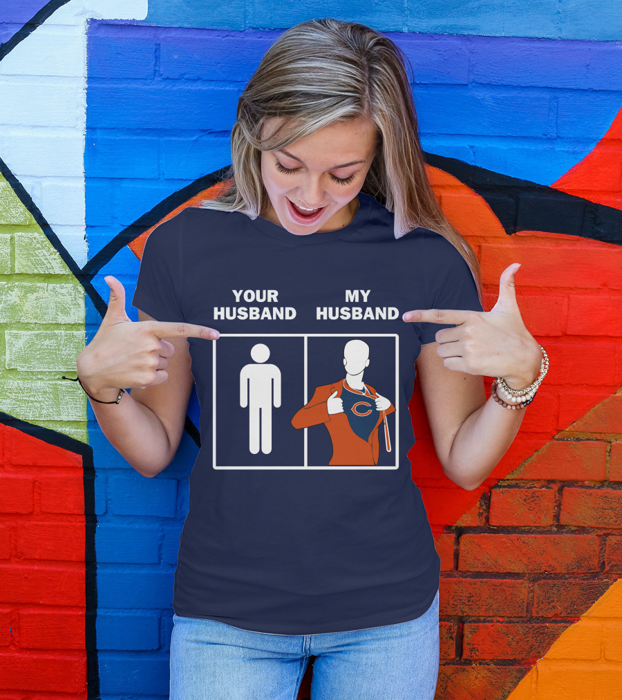 Chicago Bears My Husband Superman Logo Parody Your Husband T-Shirt