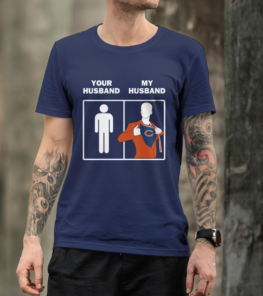 Chicago Bears My Husband Superman Logo Parody Your Husband T-Shirt