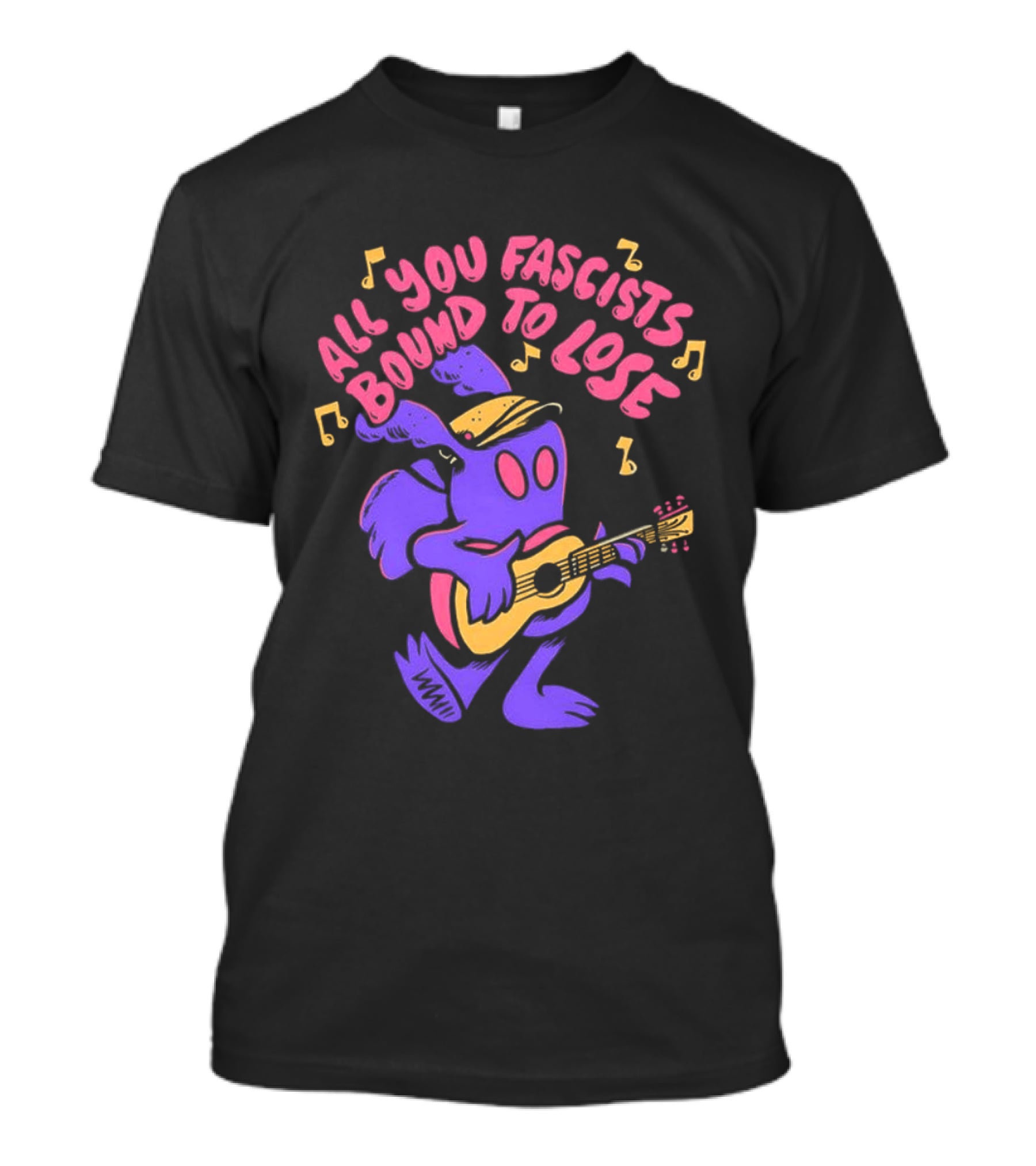 All You Fascists Bound To Lose Musical Cartoon Character Playing Guitar T-Shirt