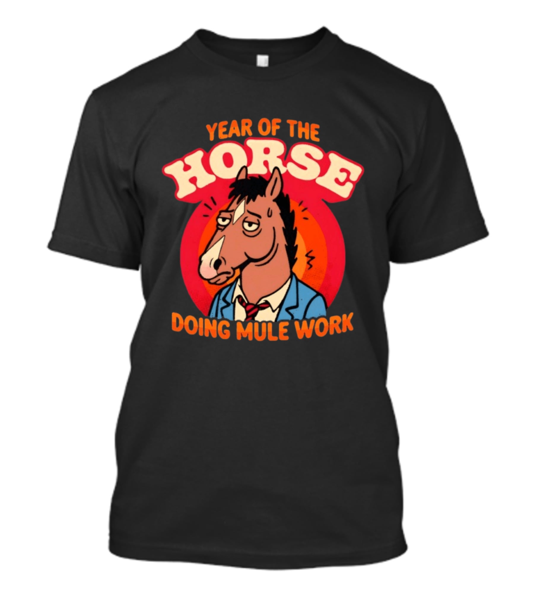 Year Of The Horse Doing Mule Work 2026 Retro Cartoon T-Shirt
