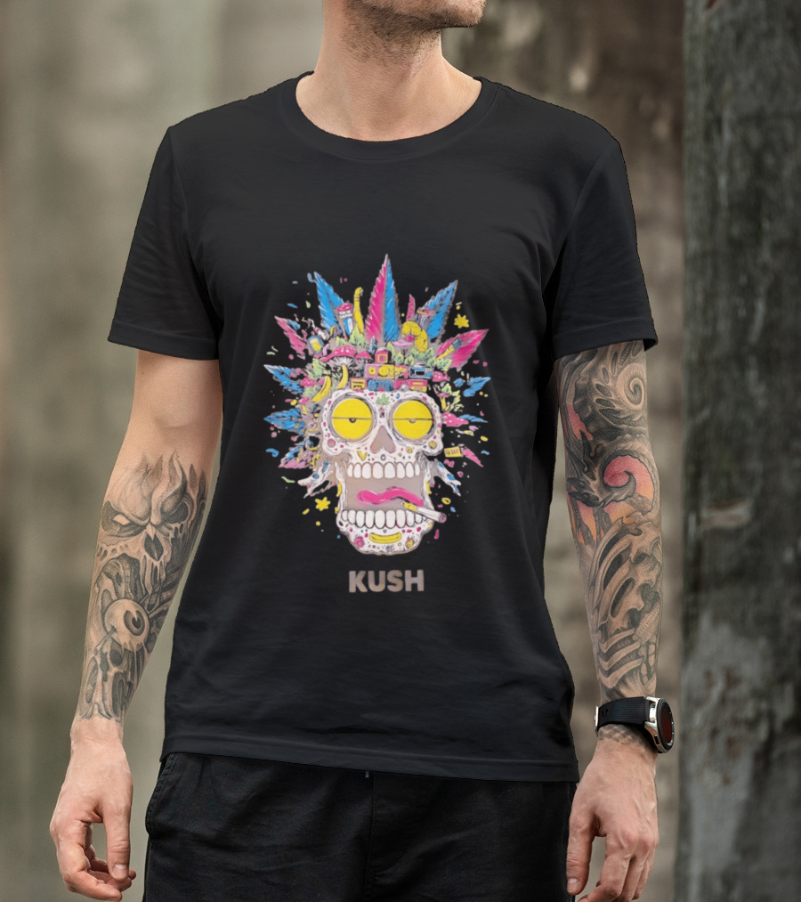 Psychedelic Kush Skull Vibrant Cannabis T-Shirt