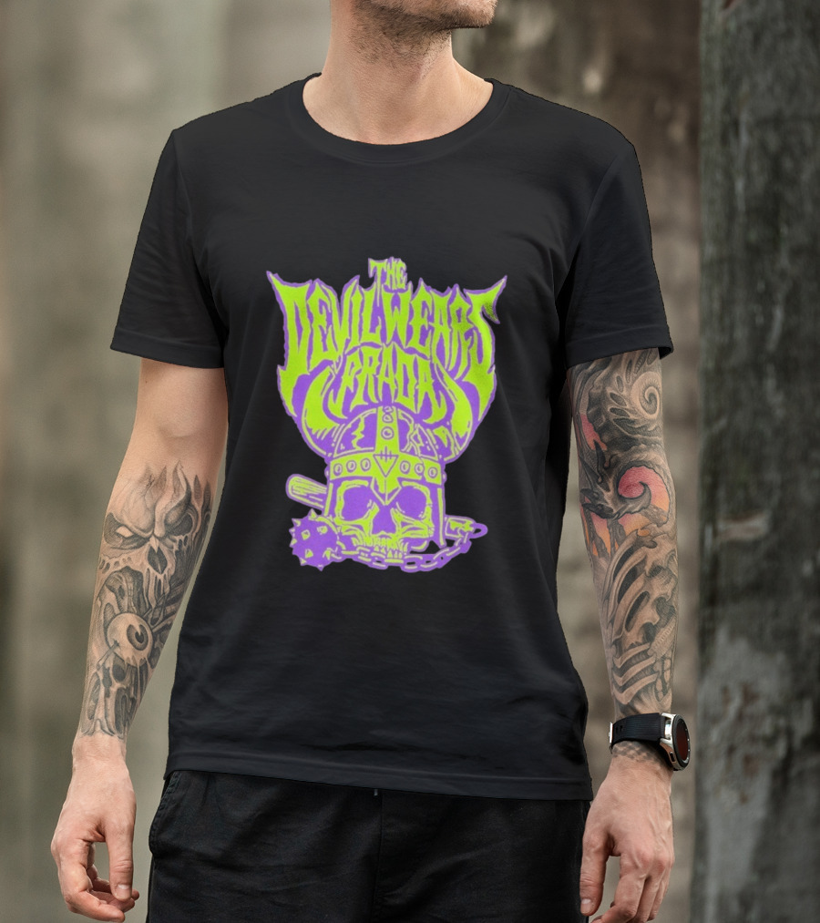 The Devil Wears Prada Viking Skull With Mace And Chain T-Shirt