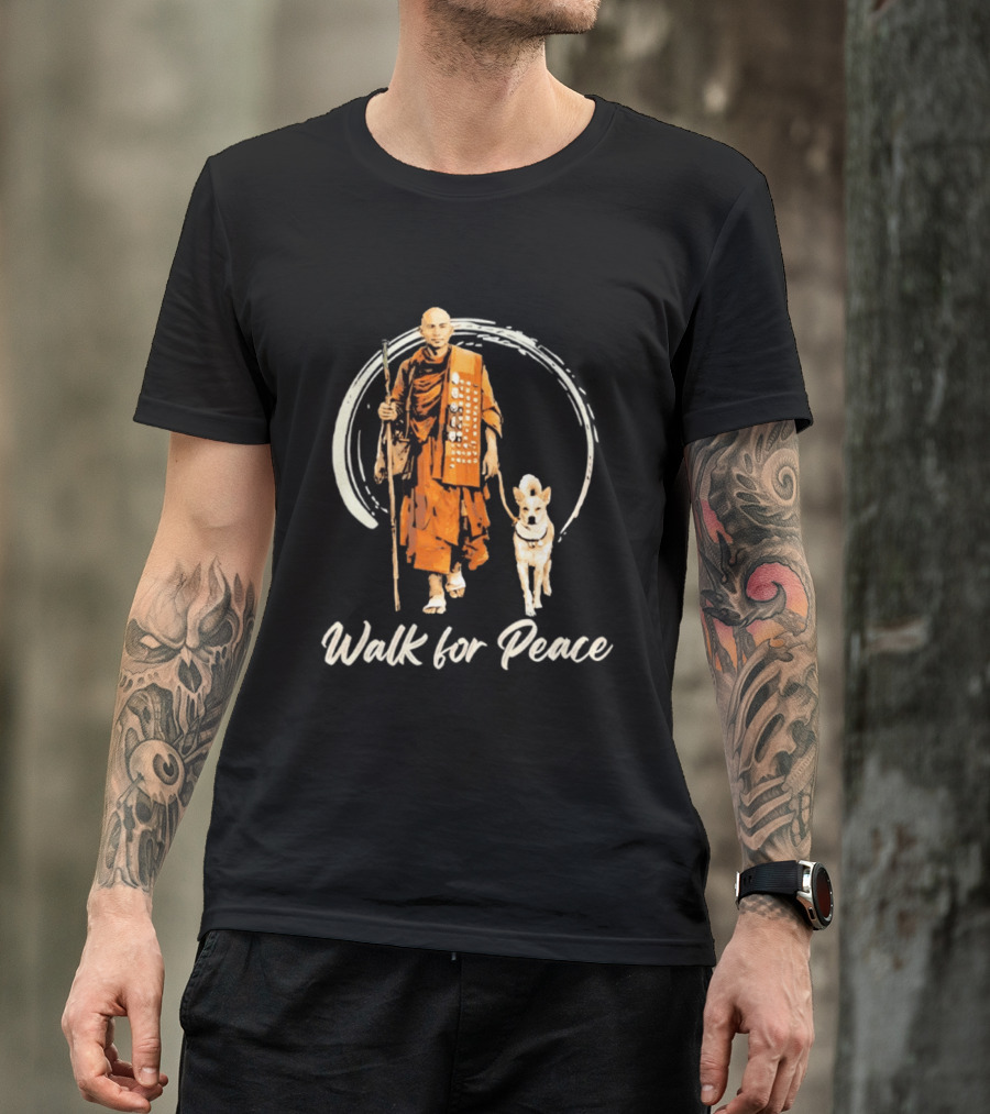 Walk For Peace Aloka With Monk And Dog T-Shirt