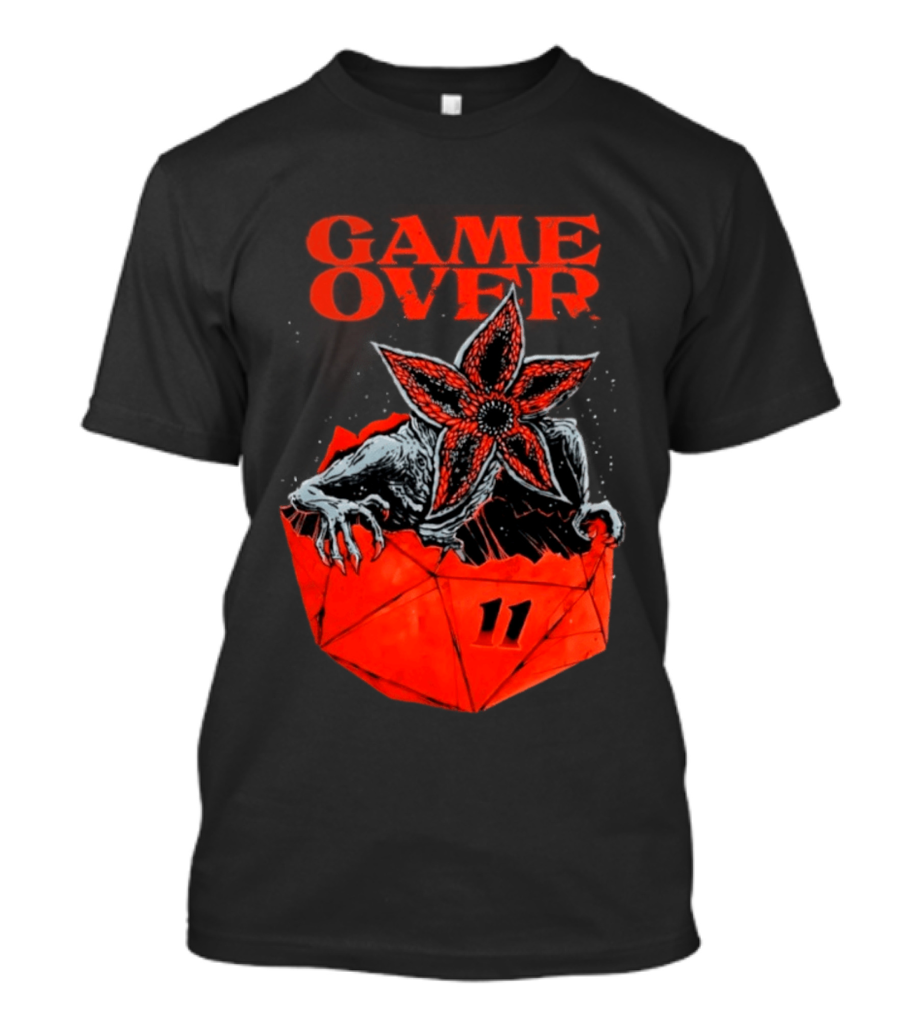 Game Over Stranger Things Demogorgon Eleven Dice T-Shirt