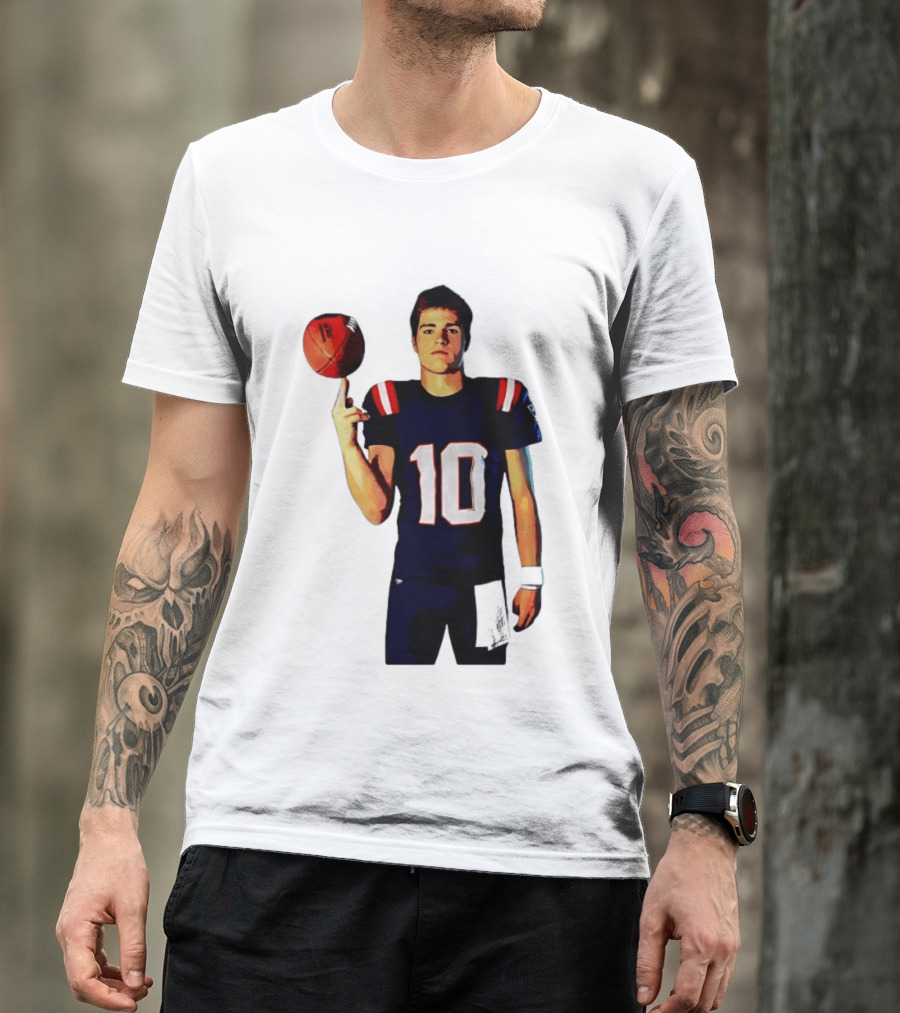 Drake Maye M.N.E.G.A. New England Patriots Football 10 T-Shirt