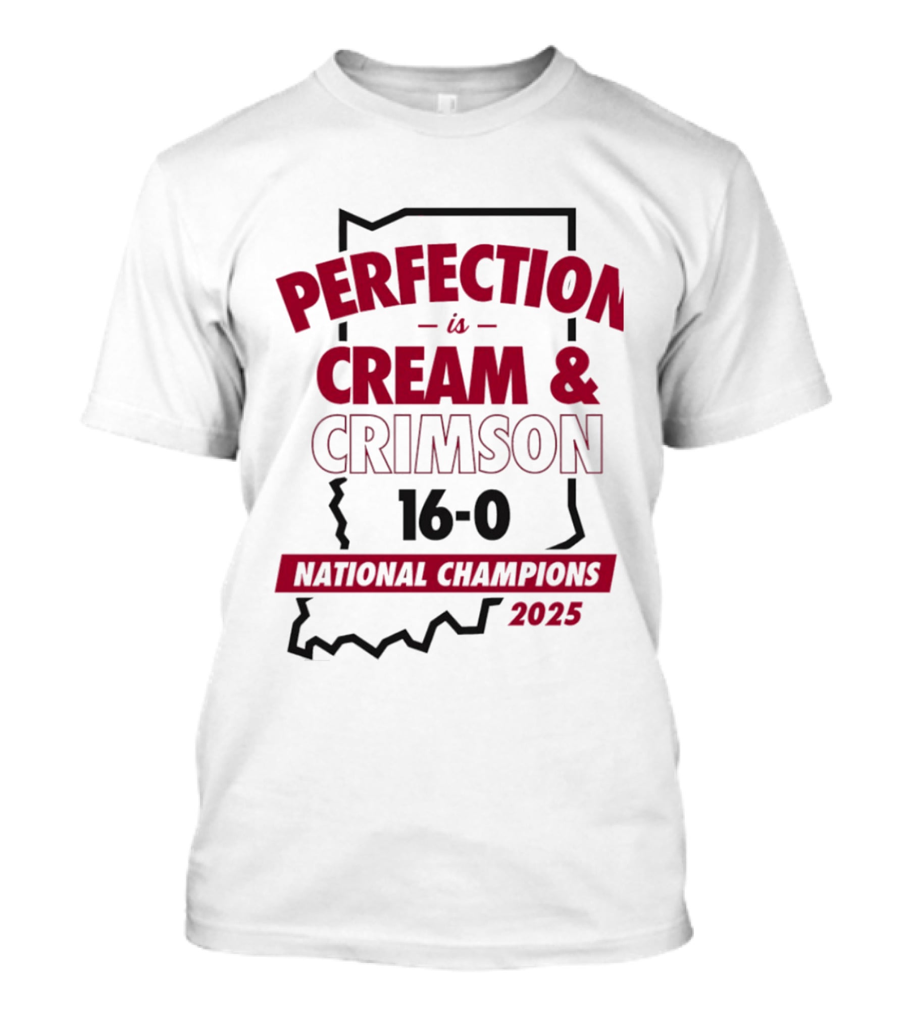 Indiana Hoosiers 2025 Perfection Is Cream And Crimson 16 0 National Champions T-Shirt