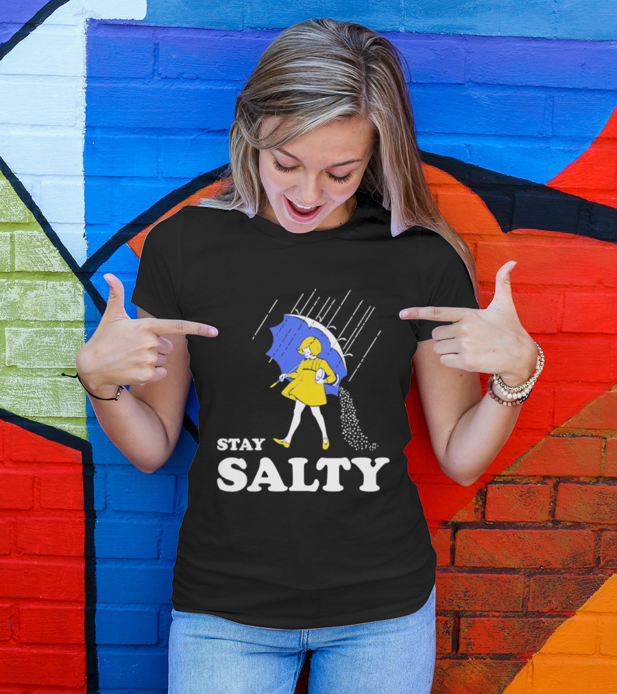 Stay Salty Girl In Yellow With Blue Umbrella T-Shirt