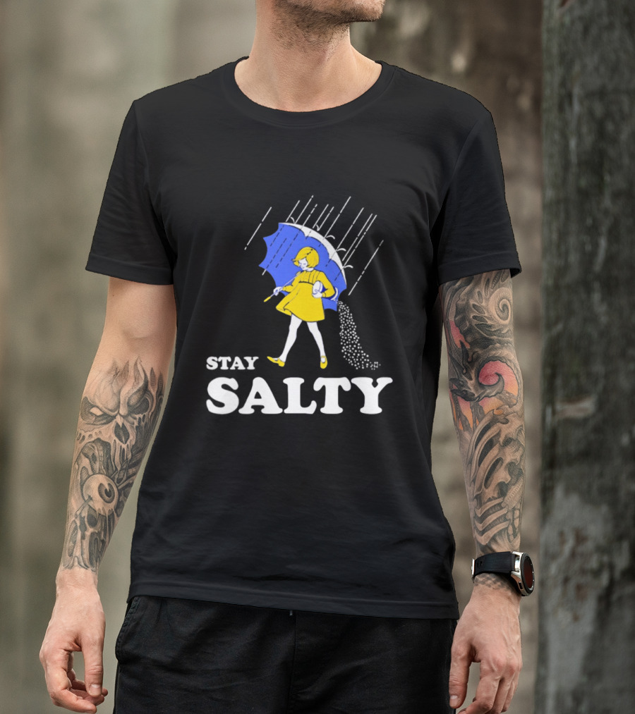 Stay Salty Girl In Yellow With Blue Umbrella T-Shirt