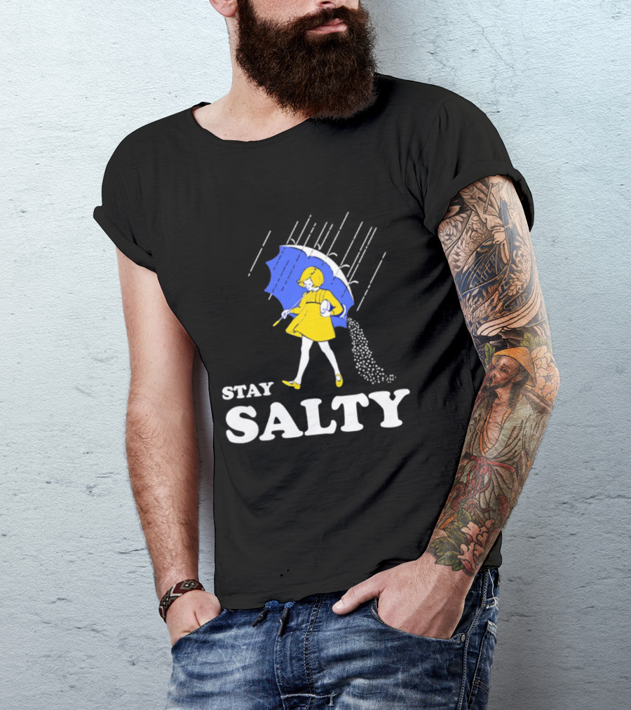 Stay Salty Girl In Yellow With Blue Umbrella T-Shirt