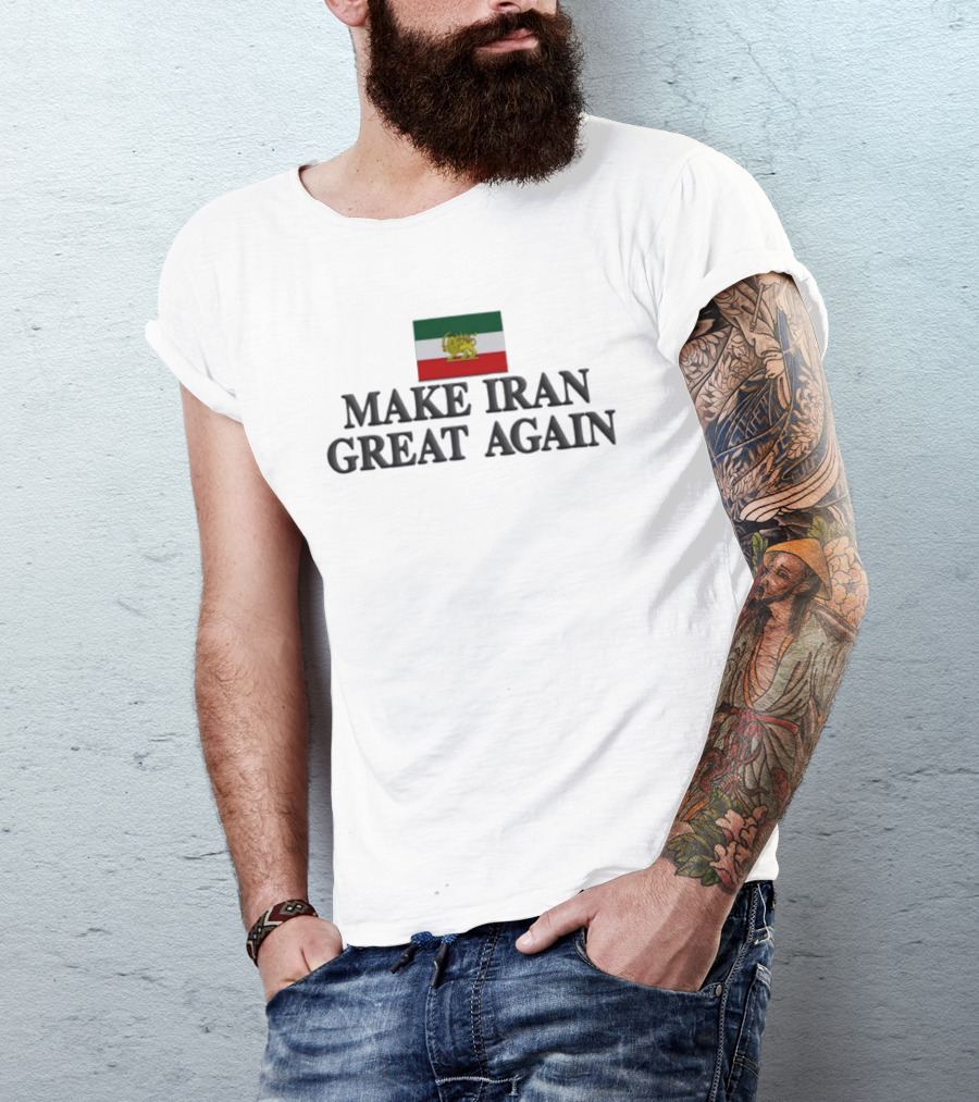 Make Iran Great Again Embroidered Flag Lion T-Shirt