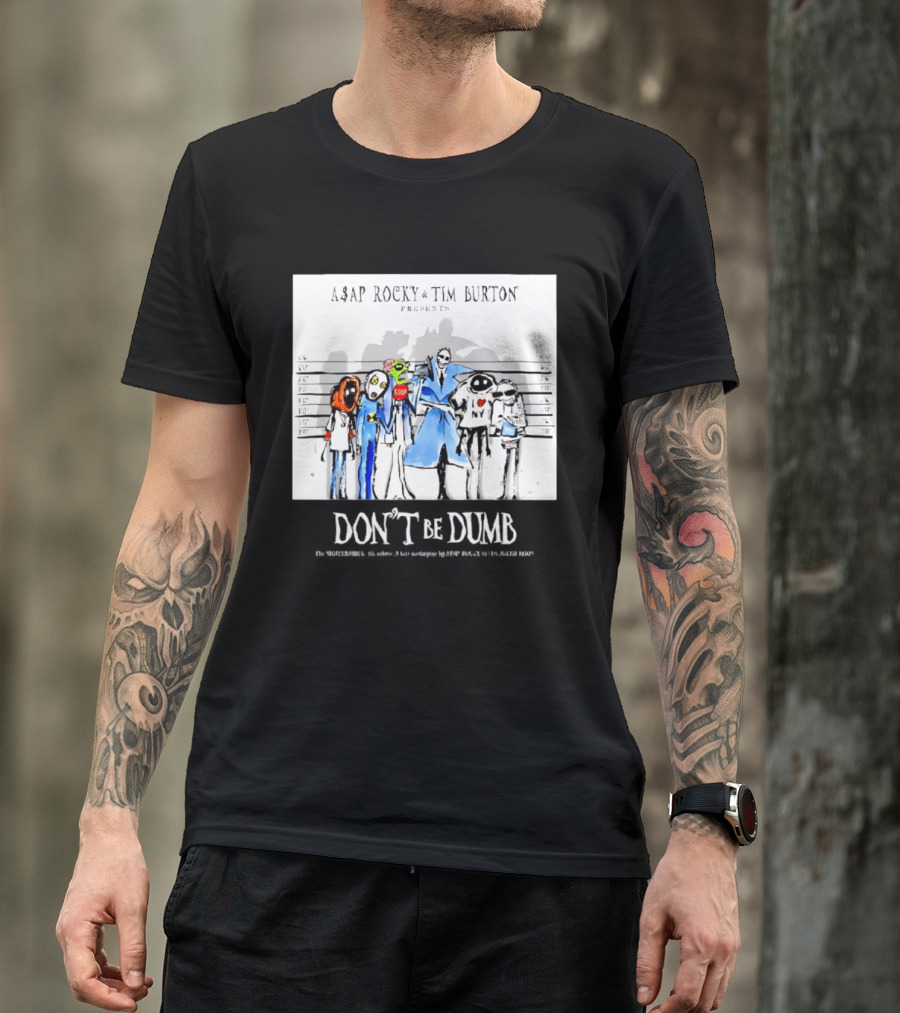 ASAP Rocky Tim Burton Presents Don't Be Dumb Shot Characters T-Shirt