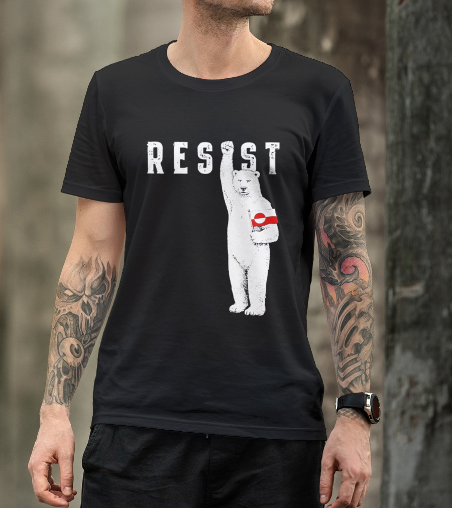 Resist Polar Bear Holding Greenland Flag T-Shirt