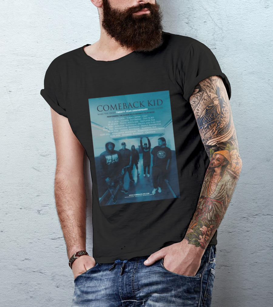Comeback Kid Wake The Dead Twenty Year Anniversary Asia Australia Tour 2026 Dates T-Shirt