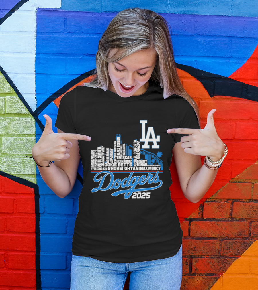 Los Angeles Dodgers 2025 City Skyline Name Players T-Shirt